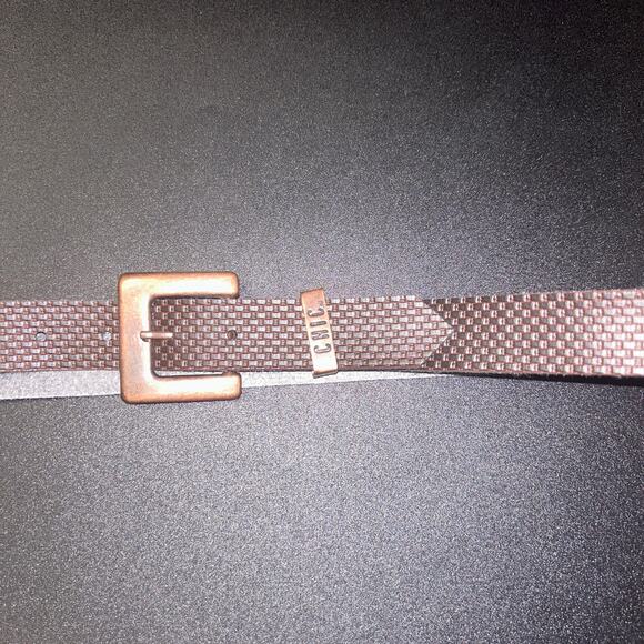 Chic Brown Textured Faux Leather Adjustable Belt Women's Size 8 - Picture 2 of 9